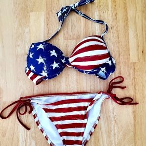 American flag push up bikini